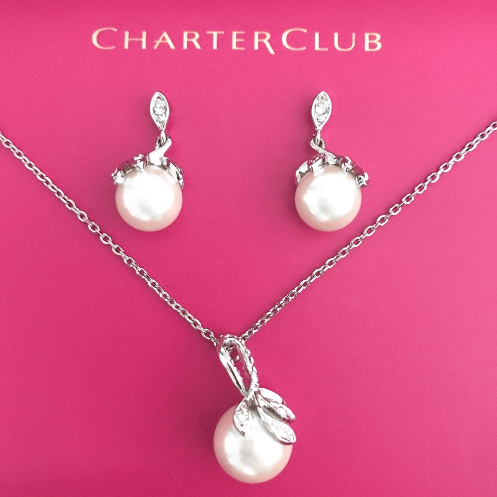 Charter Club Pearl Earrings and Necklace